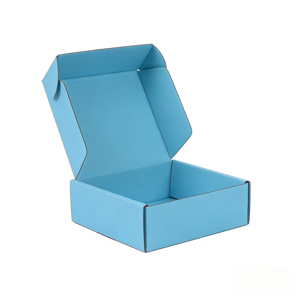 Blue box wrapped with ribbon